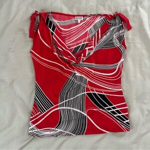 Etam Red and White Sleeveless Blouse